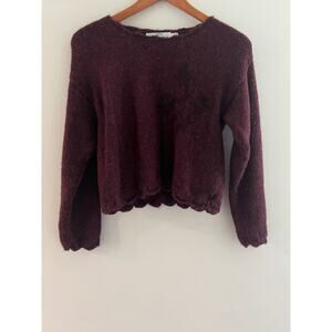 The Sweater Venture 100% Baby Alpaca Crop Sweater Scalloped Hem Size Small JL